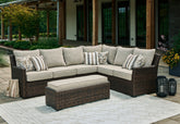 J&M Furniture - Ashley Furniture - Brook Ranch Outdoor Sofa Sectional/Bench with Cushion (Set of 3) - Sofa SEC/Bench w/CUSH (3/CN) / Brown - P465-822